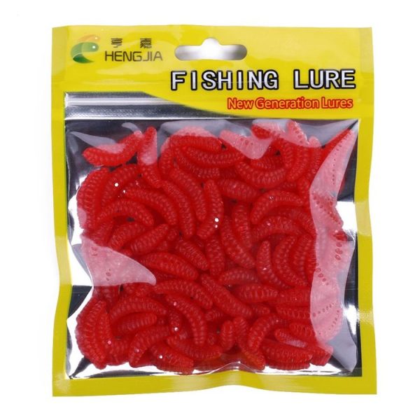 HENGJIA SO106 50 PCS 20mm Simulation Bread Bait Worms Crescent Soft Bait Horseback Fish Worm Bait Fishing Gear (Red) - Image 6
